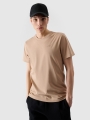 Camiseta lisa regular de hombre - beige 4FWSS25TTSHM2074 Beige