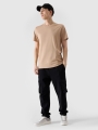 Camiseta lisa regular de hombre - beige 4FWSS25TTSHM2074 Beige