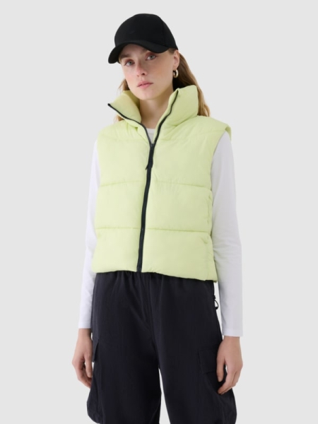 Chaleco con Relleno de Plumas Sintéticas para Mujer - Verde - 4FWSS25TVJAF182 