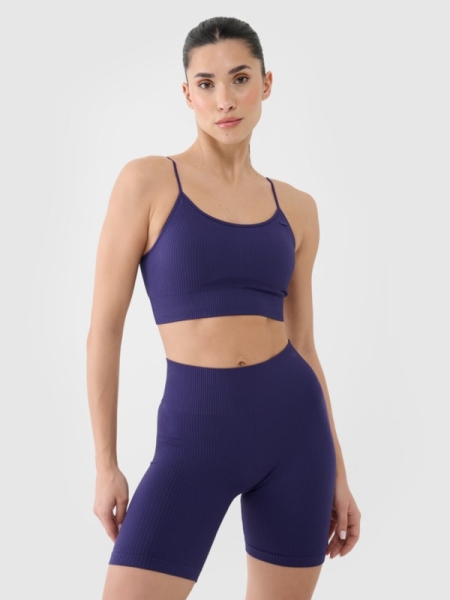 Sujetador de entrenamiento sin costuras de baja sujeción para mujer - azul marino 4FWSS25USBAF151 azul marino
