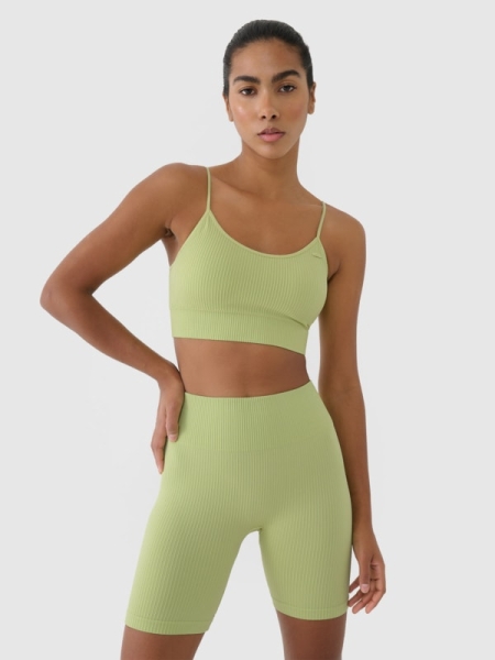 Sujetador de entrenamiento sin costuras de baja sujeción para mujer - verde 4FWSS25USBAF151 Verde